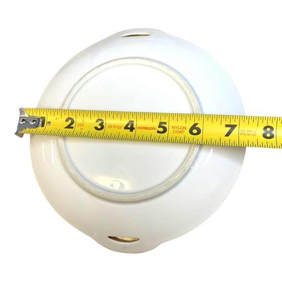 Noritake Hand Painted Plate Signed Morimura 2 Handled Yellow Pink Blossom VTG - Picture 9 of 11